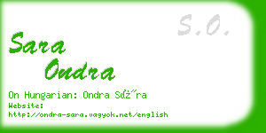 sara ondra business card